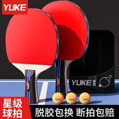 羽克乒乓球拍初学者兵乓球直拍横拍儿童小学生专业级正品 双拍