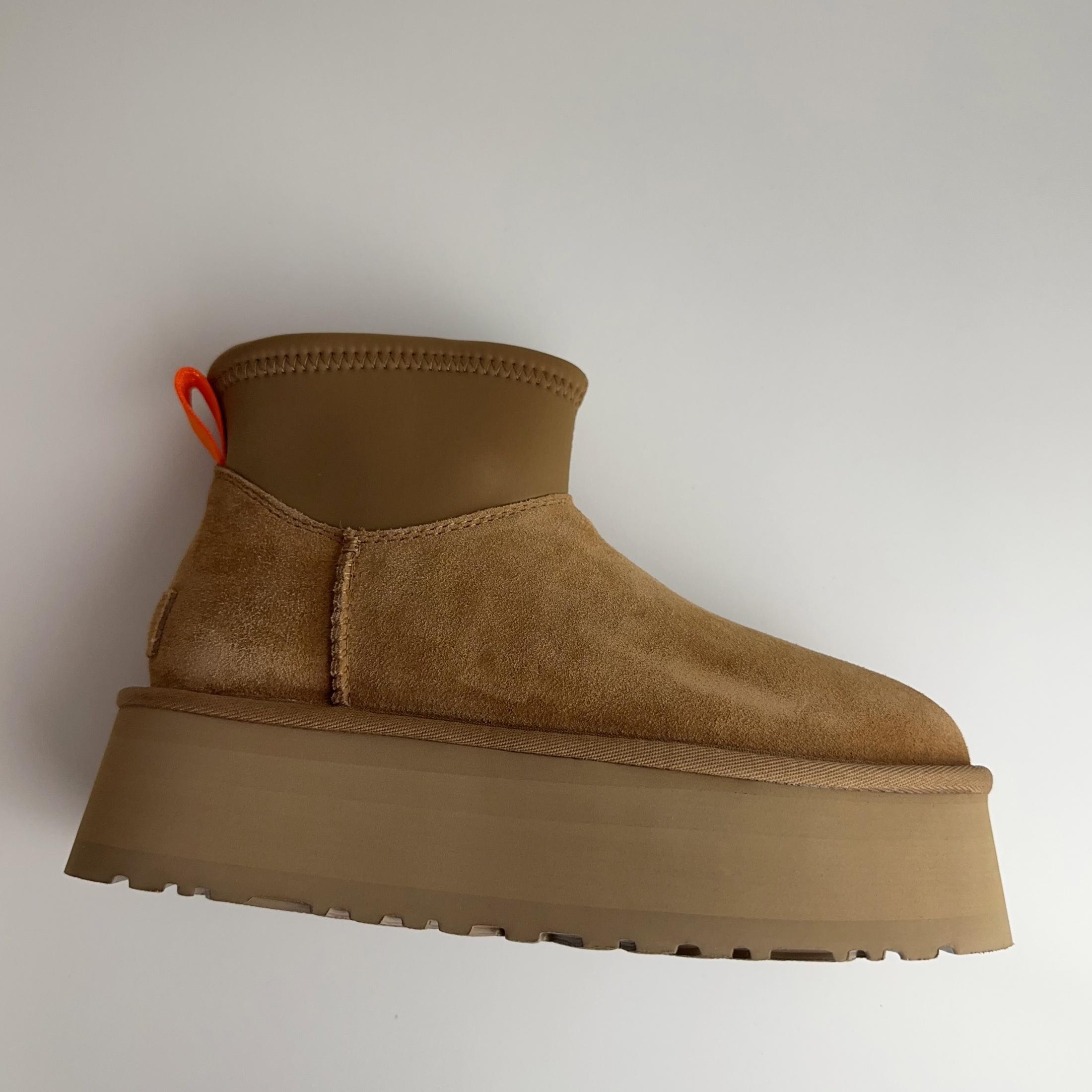 2024年新款皮毛一体弹力袜筒迪普雪地靴女冬厚底增高加绒棉鞋牛皮