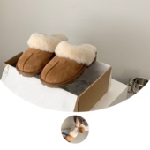 半拖雪地靴外穿拖鞋 羊皮毛一体包头拖鞋 真皮加厚加绒千颂伊拖鞋 女