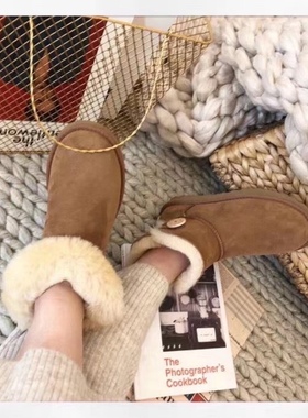 3352经典款秋冬新款矮帮羊皮毛一体雪地靴女平底防滑加绒加厚棉鞋