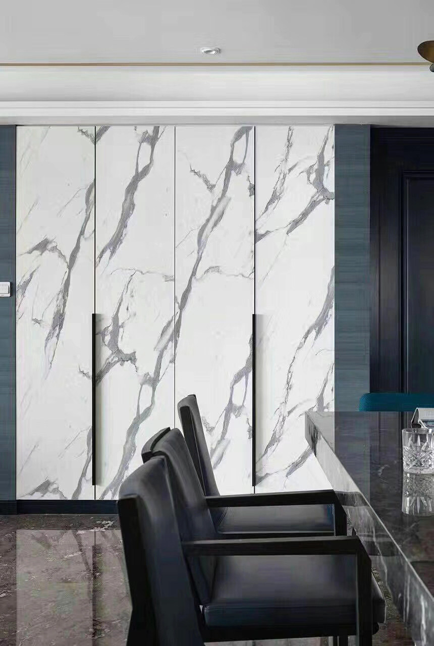 定制大理石纹现代简约平开门大衣橱北欧卧室板式家具整体衣柜定做