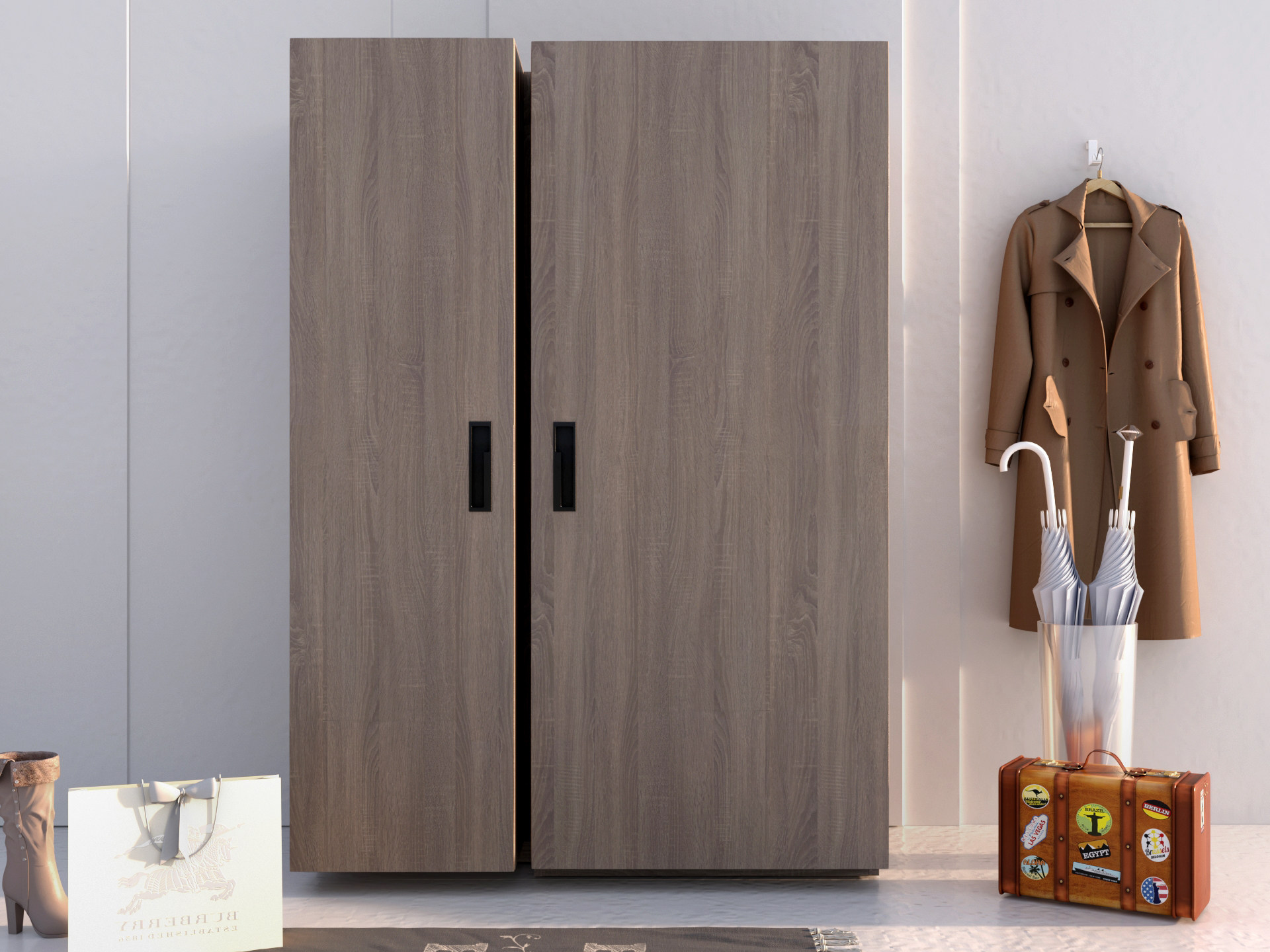 定制新款木质多层板现代简约平开门衣柜省空间储物柜组合折叠整体