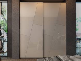 新款耐用包邮抽象移门大卧室板式推拉门衣柜定制简约整体衣橱烤漆