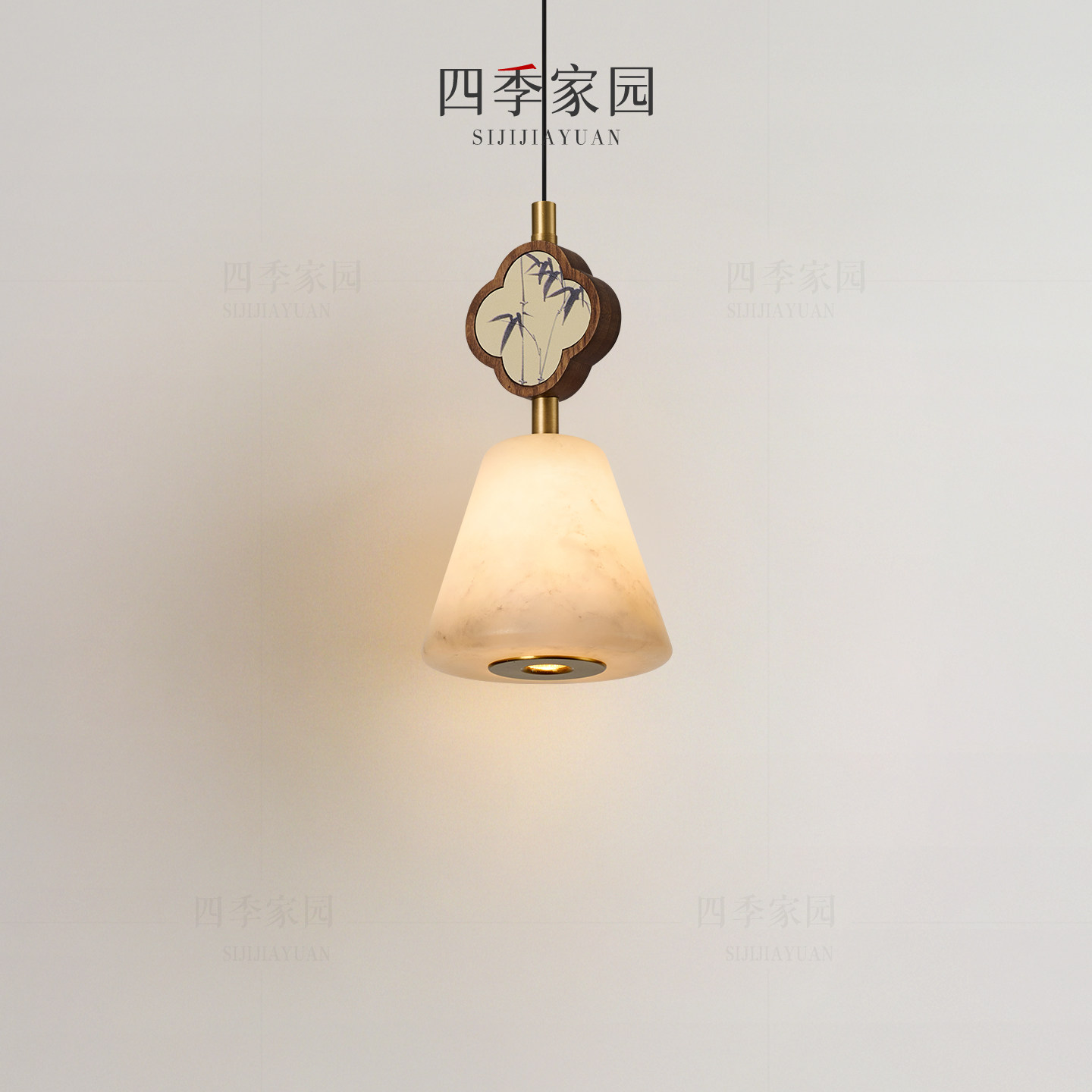 宋氏美学卧室床头小吊灯禅意餐厅吧台过道玄关新中式云石灯高级感图片