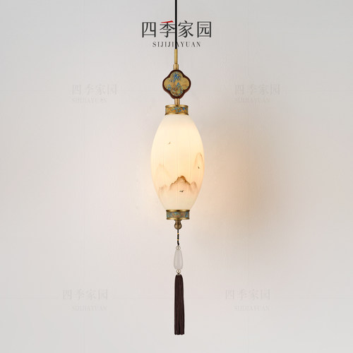 新中式复古吊灯玄关走道灯宋式美学卧室床头灯茶室书房装饰气氛灯