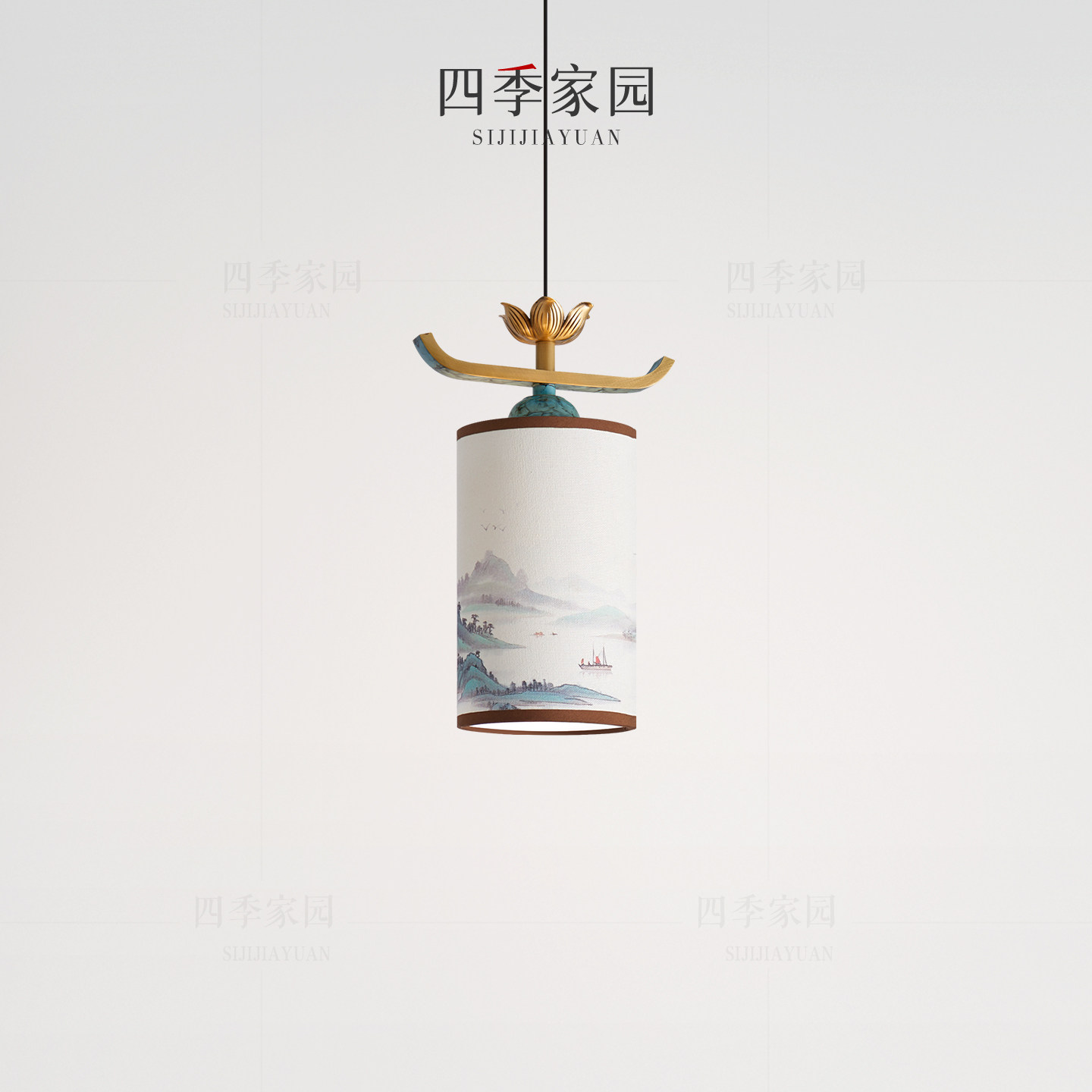 宋式美学卧室床头小吊灯创意现代新中式山水画餐厅茶室玄关布艺灯,家装灯饰光源,床头/玄关/吧台/过道吊灯,淘宝优惠券,粉丝福利购,淘宝优惠卷