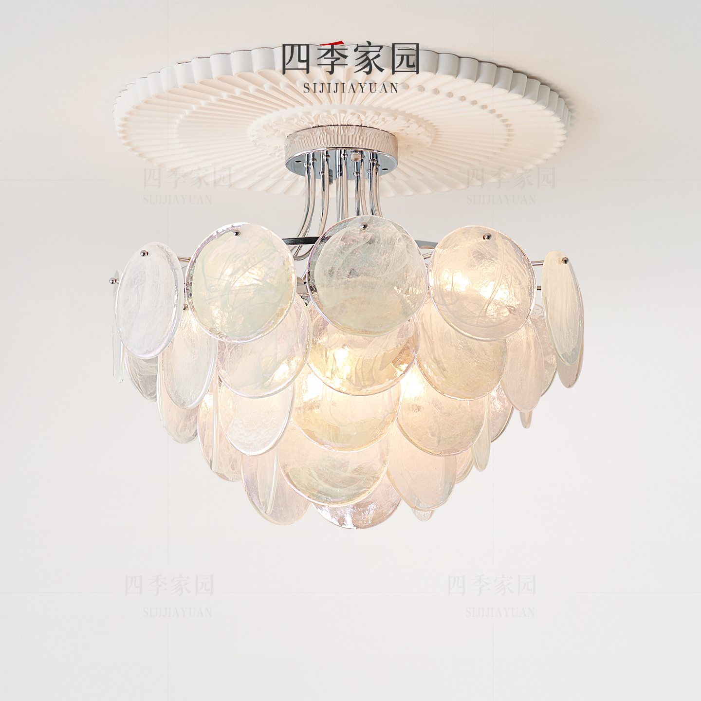 意大利手工玻璃卧室吸顶灯法式中古风设计师款客厅餐厅书房吸顶灯