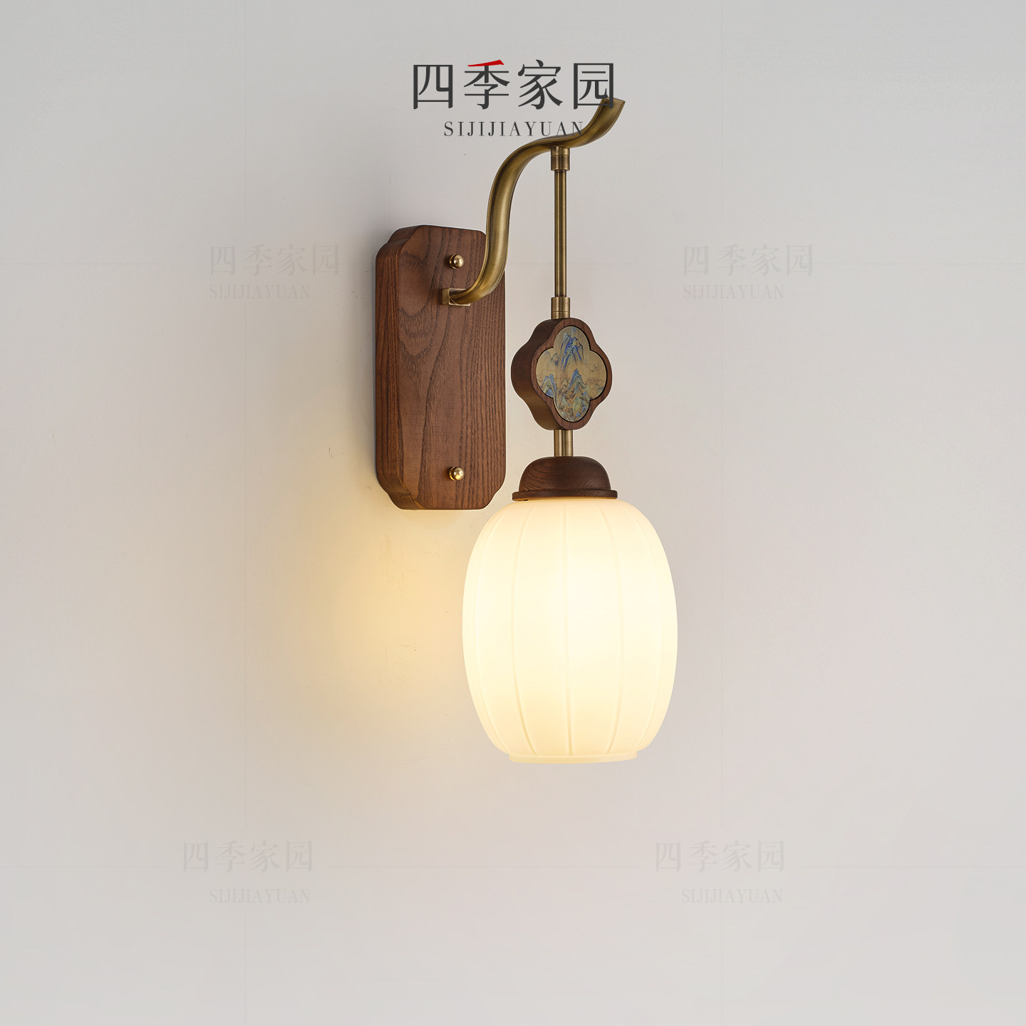 中古风实木壁灯新中式复古设计师款卧室床头灯宋式美学客厅墙壁灯图片