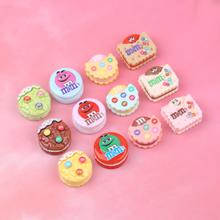 亮面彩色可爱M豆饼干甜品系列 diy手工奶油胶手机壳发夹头绳帽子