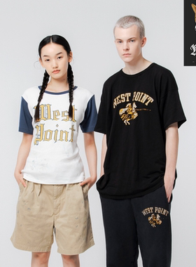 折扣BOWWOW STRIPE RIBBED TEE 复古做旧罗纹字母刺绣短袖T恤25SS