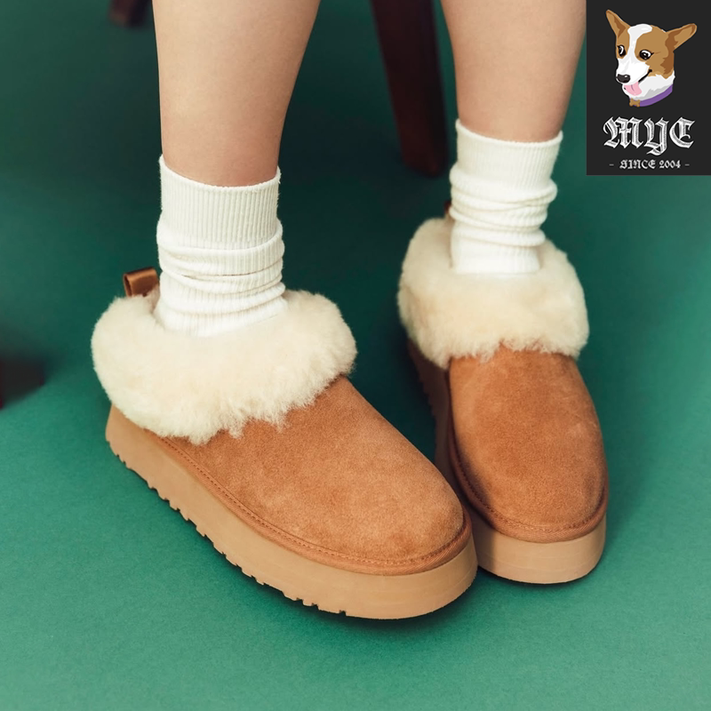 UGG TAZZELLE 经典麂皮EVA厚底柔软舒适毛绒拖鞋1171393-CHE