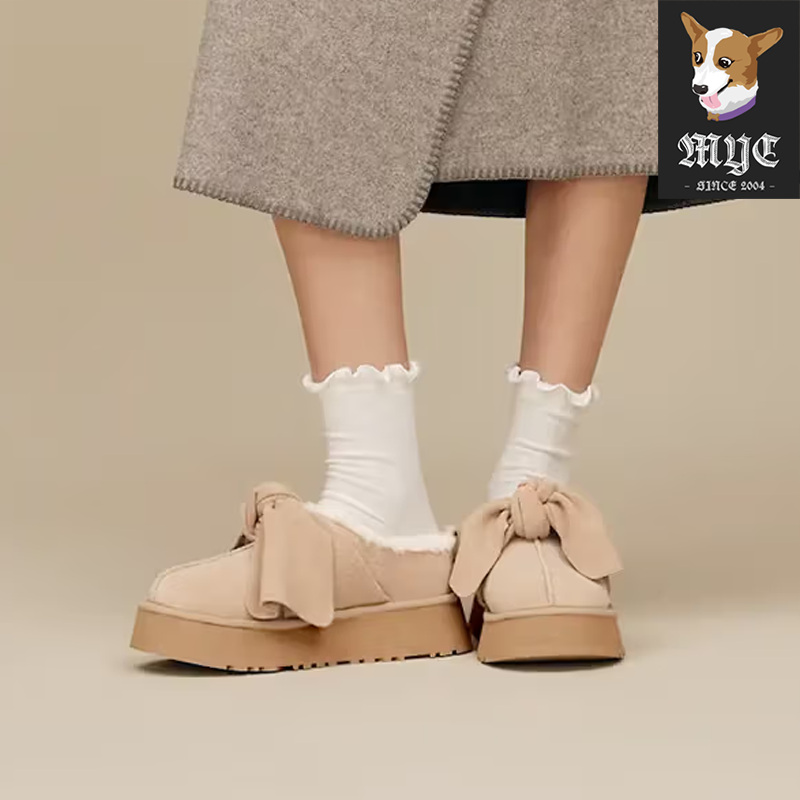 UGG PLATFORM SLIP-ON BOW 保暖厚底蝴蝶结毛毛拖鞋一脚蹬1176290
