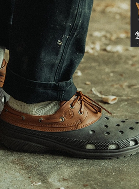 卡骆驰Crocs Classic Islander CCg 皮革拼接撞色休闲拖鞋洞洞鞋