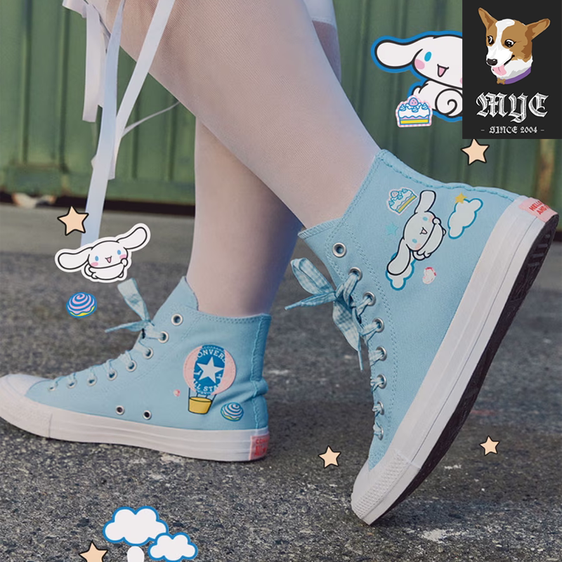 匡威Converse All Star x Hello Kitty联名卡通印花帆布鞋A17696C