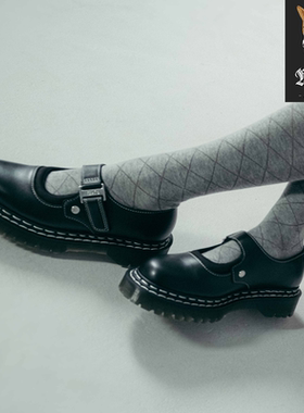 Dr.Martens MARYJANE BEX 女子黑色皮革魔术贴玛丽珍休闲单鞋