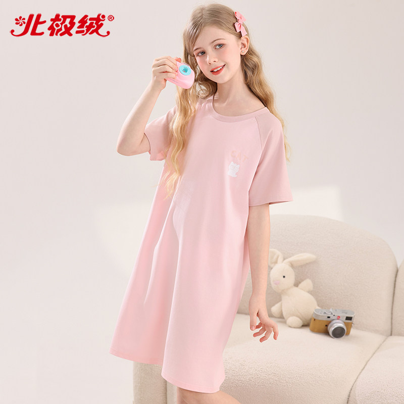 2025新款女童夏季莱卡棉睡裙