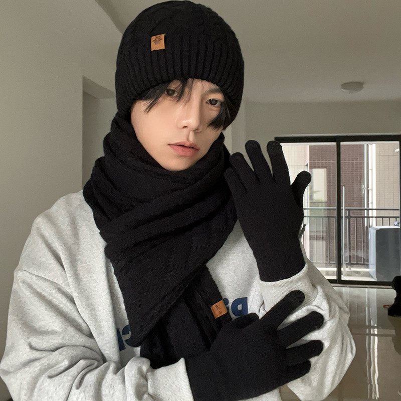 大头围针织帽子围巾手套三件套男冬季保暖毛线百搭加绒防寒套装潮,服饰配件/皮带/帽子/围巾,帽子,淘宝优惠券,粉丝福利购,淘宝优惠卷