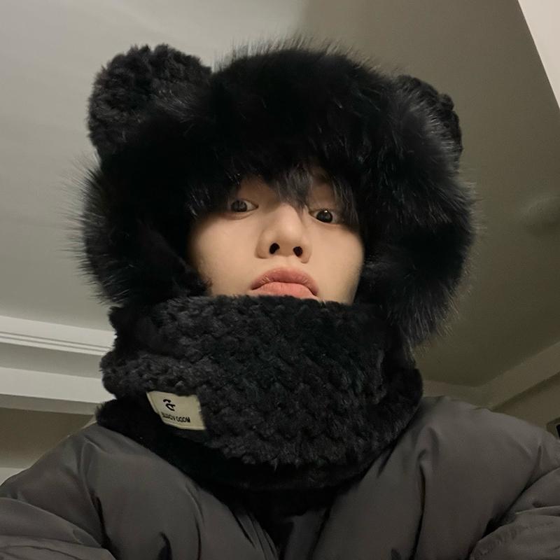 冬季加绒加厚时尚百搭帽脖一体潮