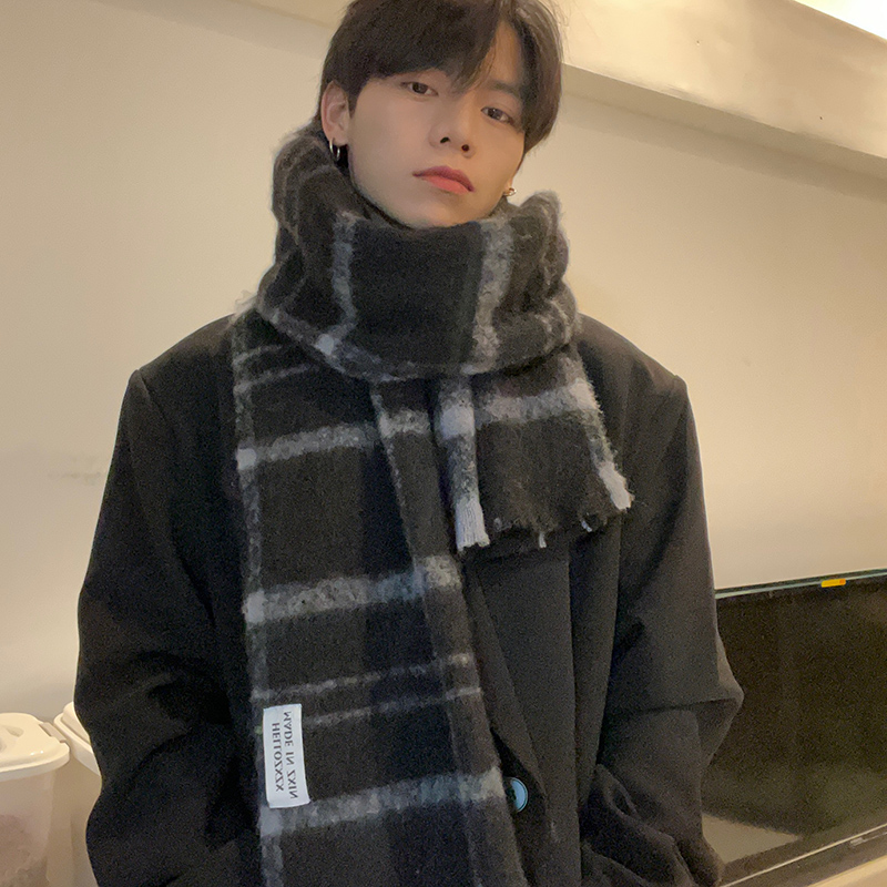 秋冬季韩版百搭男加大加宽围巾潮