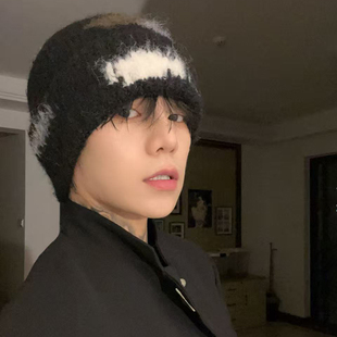 2025新款韩系百搭针织毛线帽男款秋冬保暖护耳帽防风大头围包头帽