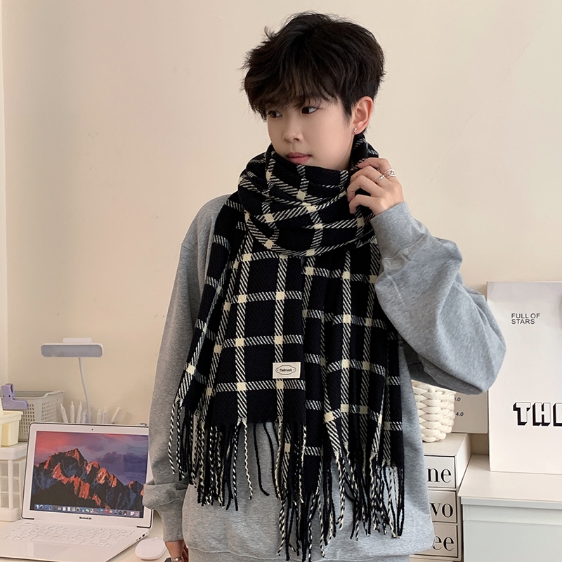 韩版百搭男防寒保暖围巾潮牌加大