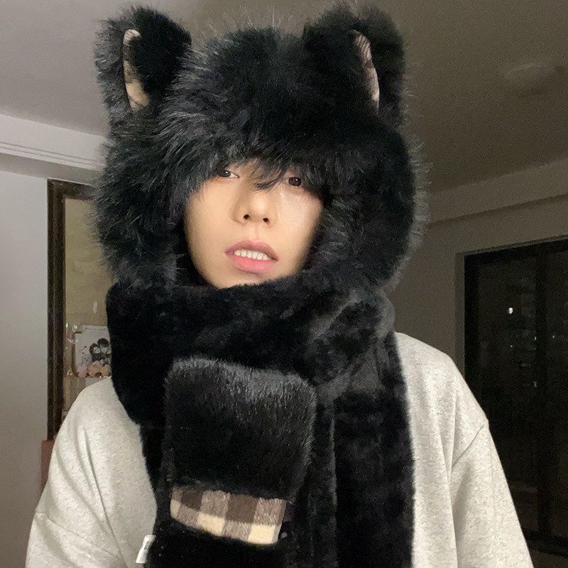 可爱狐狸耳朵毛绒帽子围巾手套一体男女冬季加厚保暖防寒雷锋帽潮,服饰配件/皮带/帽子/围巾,帽子,淘宝优惠券,粉丝福利购,淘宝优惠卷