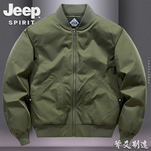 JEEP吉普外套男秋冬季 飞行员夹克 加厚宽松大码 上衣棉服潮流工装