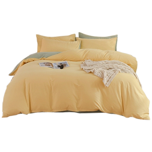 A类纯棉磨毛被套单件简约纯色双拼色全棉床单被罩加厚秋冬季床品