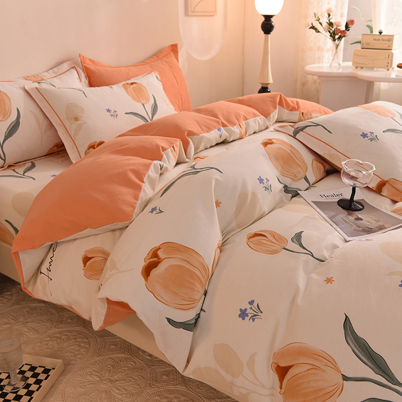 纯棉全棉加厚磨毛被套三件套