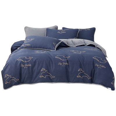 加厚法兰绒棉加绒四季双面用被套