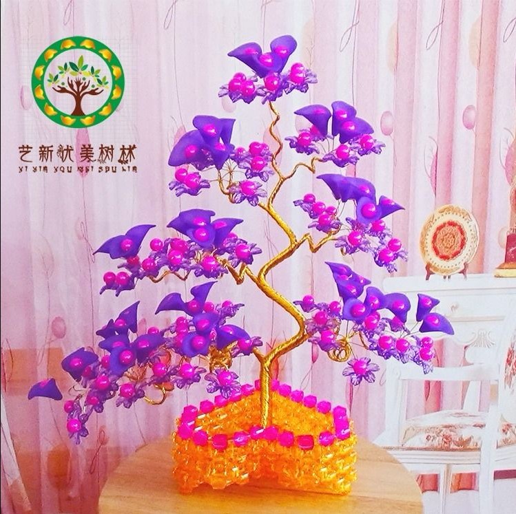 手工串珠发财树/招财树/摇钱/创意工艺品/摆件/创意迎客松/装饰品