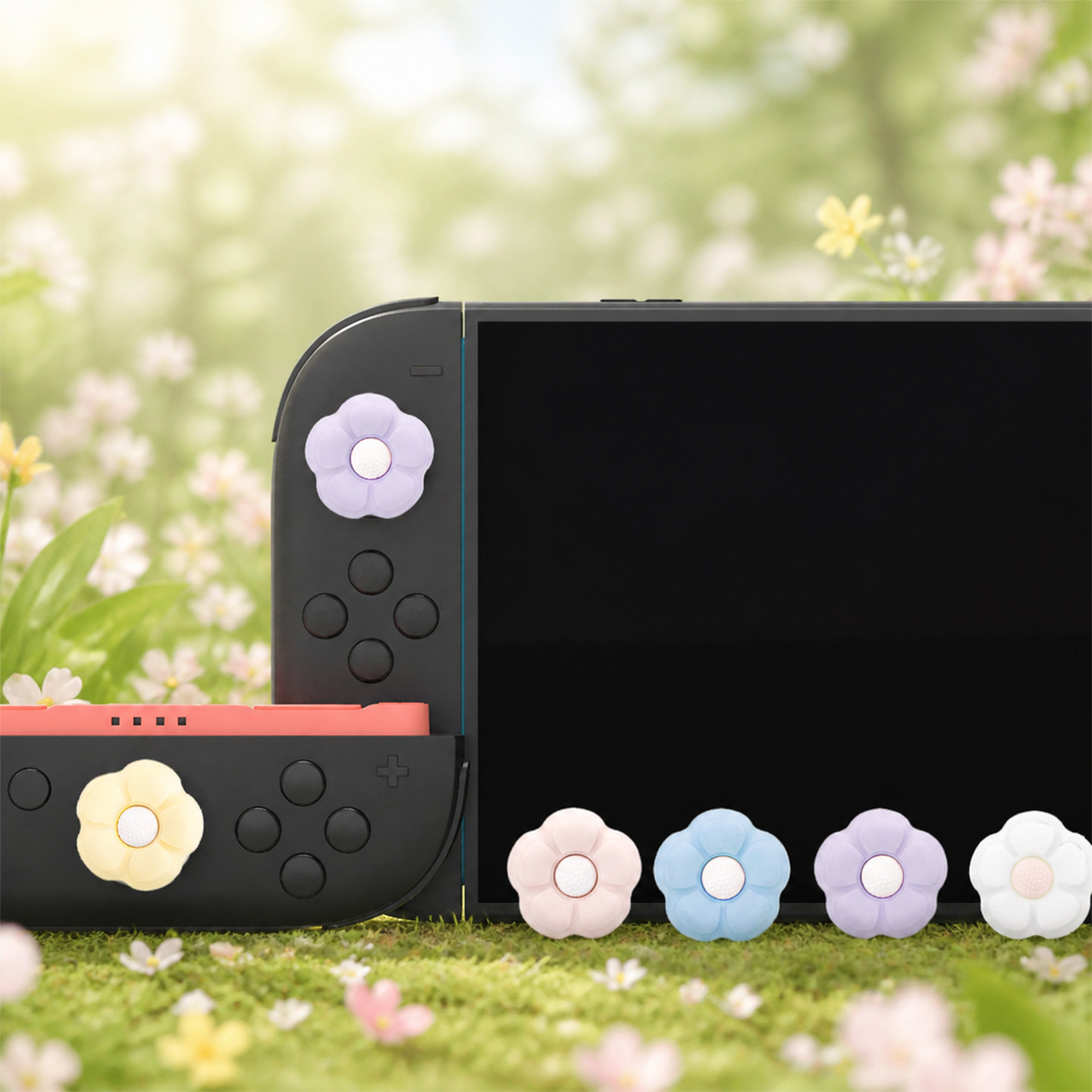 适用于Switch2摇杆帽花朵造型游戏手柄保护套多色可选可爱防滑帽