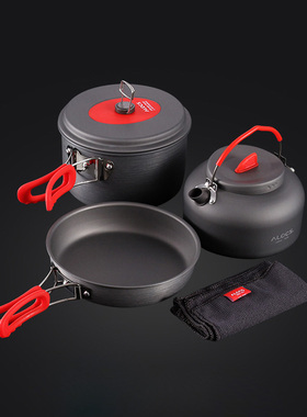 ALOCS爱路客C19T户外2-3人野营野餐野炊水壶套锅露营便携炊具