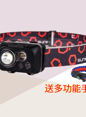 SUNREI山力士感应头灯户外悦动X强光远射头灯防水夜钓鱼骑行 黑色