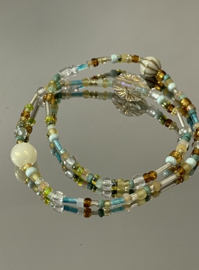 敦煌风米珠手链 新中式双层弹力绳手串 亚克力配件手链