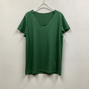 显瘦穿搭丝光棉纯色上衣2025新款 薄款 修身 圆领休闲短袖 T恤女夏季
