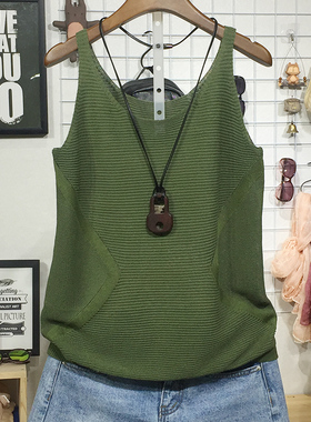 黑白色修身针织打底衫女夏季显瘦亚麻背心小吊带气质内搭上衣薄款