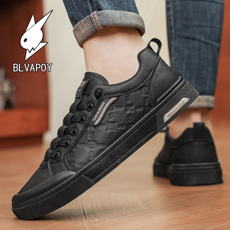 花花公子男鞋2026新款春秋季一脚蹬休闲板鞋韩版潮流运动小黑鞋男