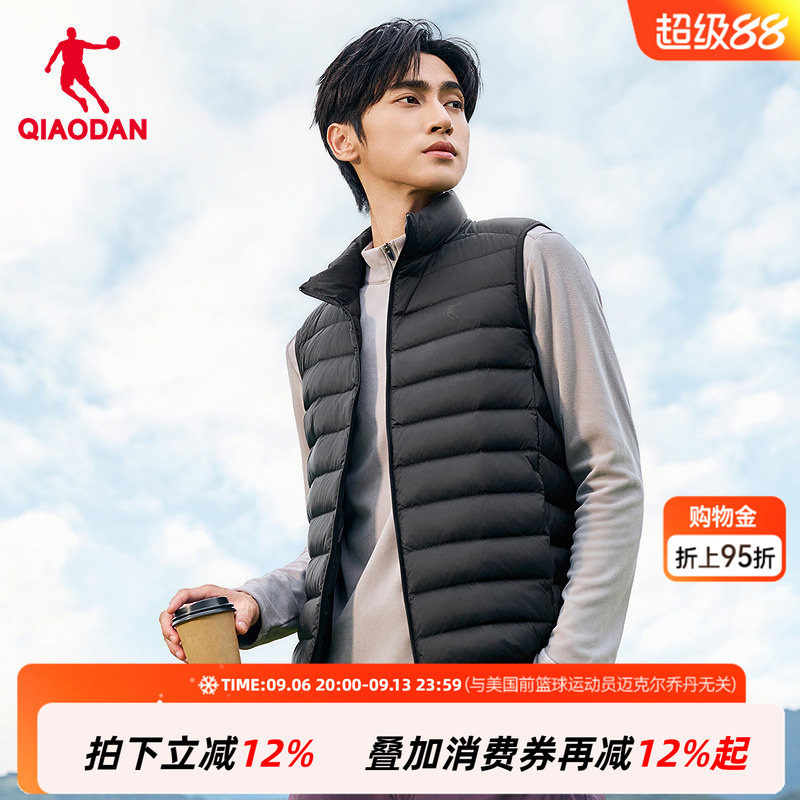 乔丹羽绒马夹男2026秋季新款保暖背心防泼水黑色百搭户外运动外套