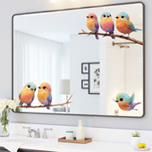 可爱多巴胺小鸟静电无痕装 饰贴画可撕 饰贴纸玻璃门浴室镜子瓷砖装