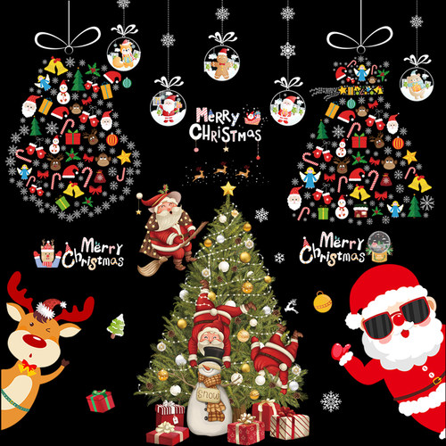 店面橱窗PVC圣诞背胶玻璃