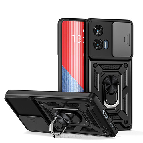 适用于MOTO S50 Neo推拉拉窗手机壳车载磁吸旋转指环支架镜头保护壳时尚出差商务男女款全包防摔多功能保护套