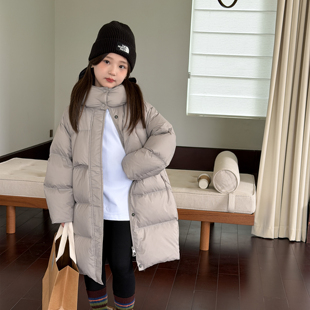 儿童羽绒服2025冬季男女童90白鸭绒中长款三防羽绒外套中大童韩系