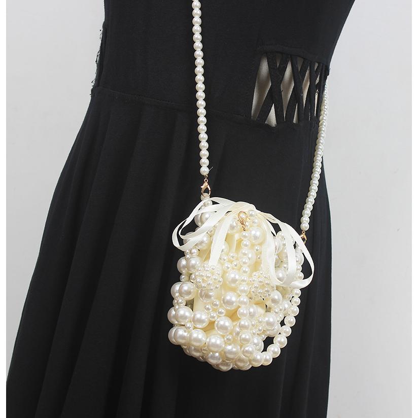 法式仙女手工diy材料包手织编织串珠珍珠包水桶包手拎斜挎包