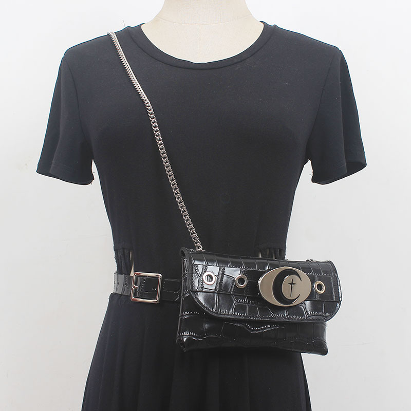 白色拼接星月包 超百搭的无性别主义美式复古机车腋下包新款