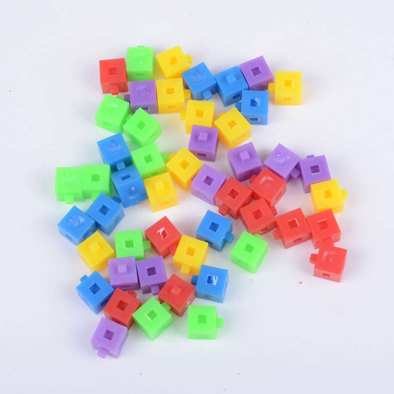 厘米立方块正方体 塑料插接连接块可拼接积木1厘米5种颜色50粒1盒