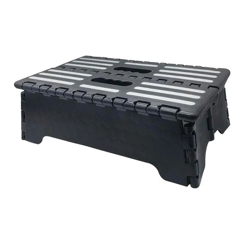 Portable Plastic Folding Step Stool Black Step Ladder Elderl