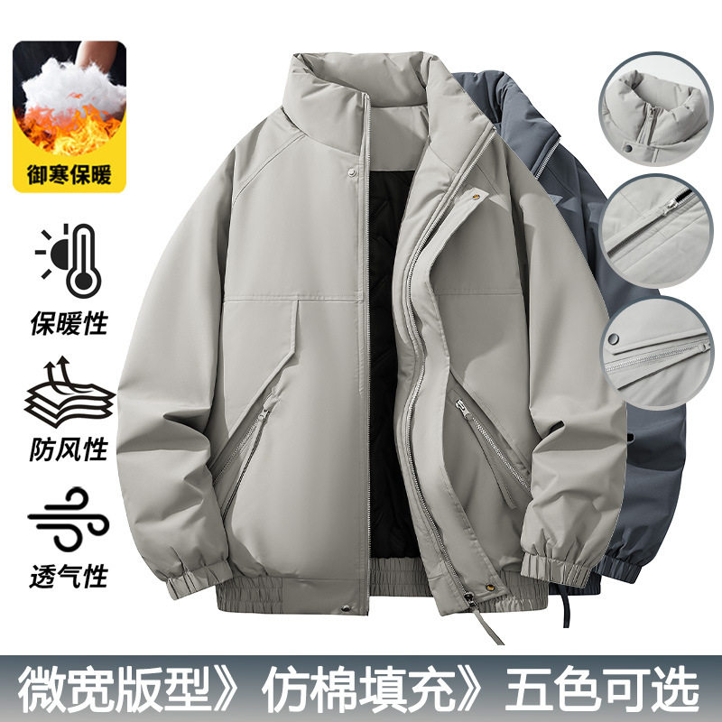 冬季加厚宽松立领工装棉服夹克外套男士休闲保暖冬装上衣时尚潮流