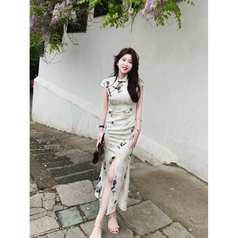 夏季少女改良旗袍长款小礼服