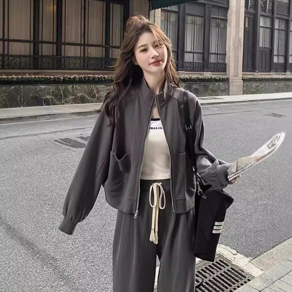春季韩版宽松小个子卫衣阔腿裤套